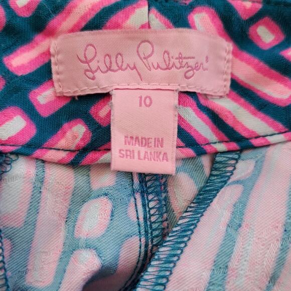 Lilly Pulitzer Kelly Skinny Ankle Pant Pink Mandevilla Slathouse Stripe Size 10 - Picture 3 of 7